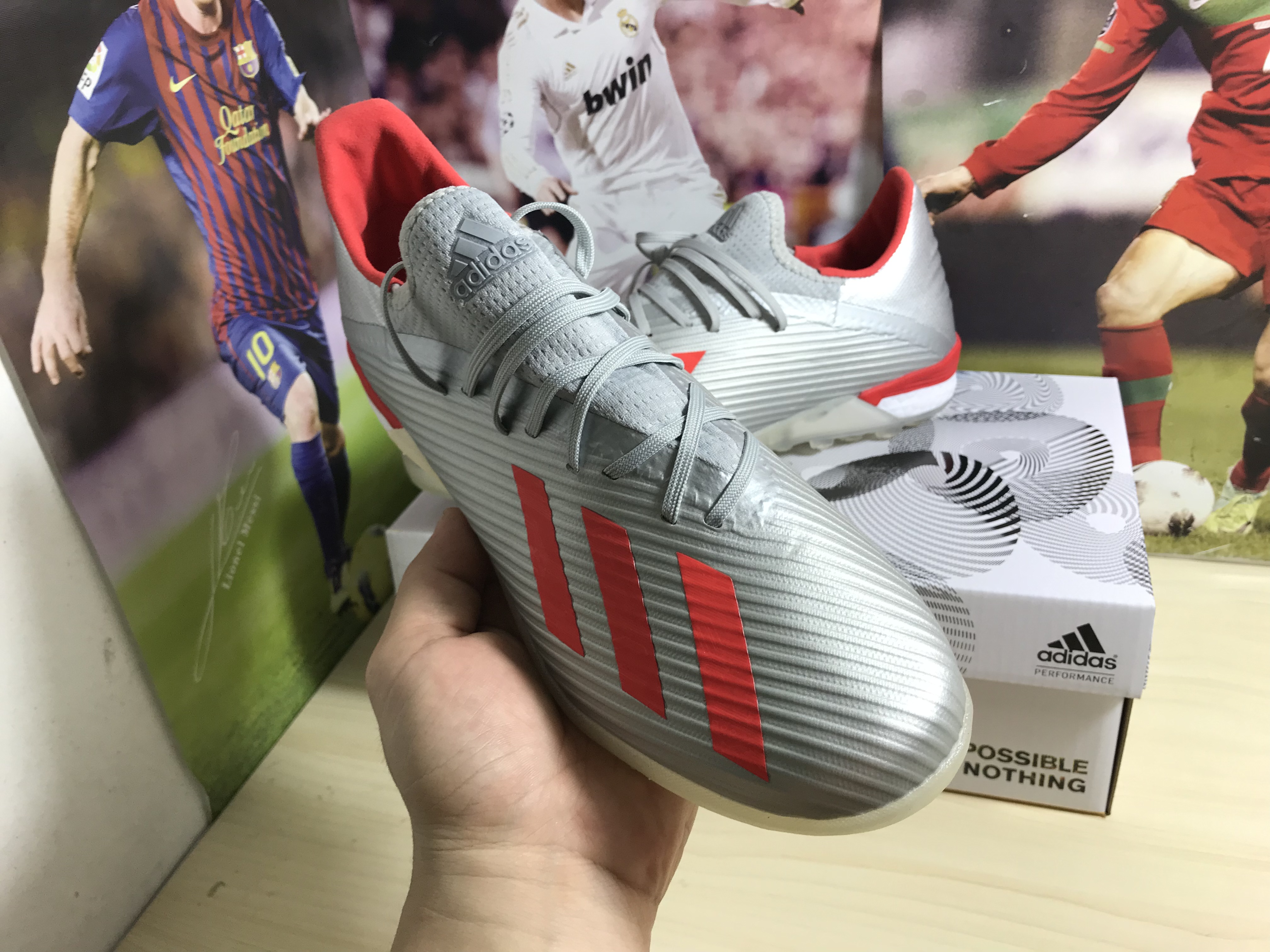 Adidas X 19.1 TF Silver Metallic Red Footwear White G25752