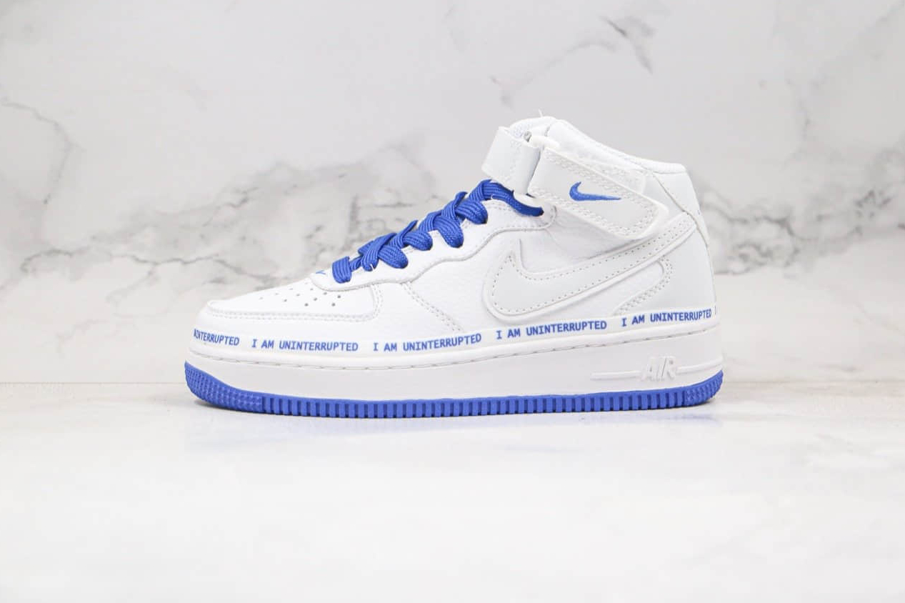 Uninterrupted x Nike Air Force 1 Mid White Blue Shoes | Official Release 2022 | Limited Stock