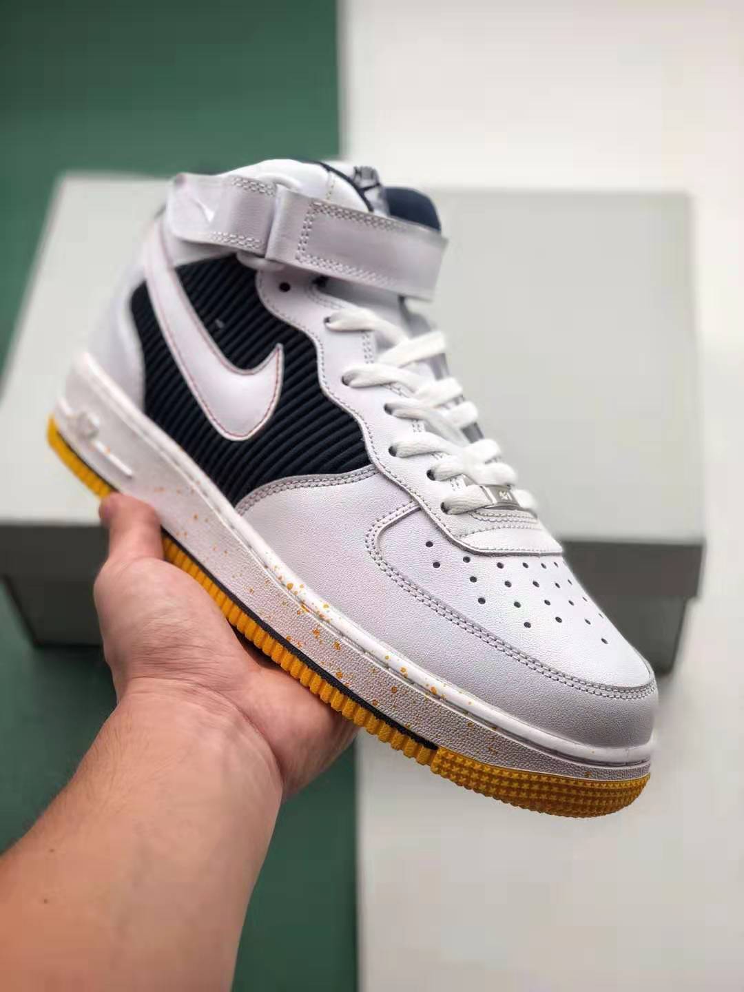 Nike Air Force 1 Mid White Black Yellow 596728-306 - Bold and Stylish Sneakers