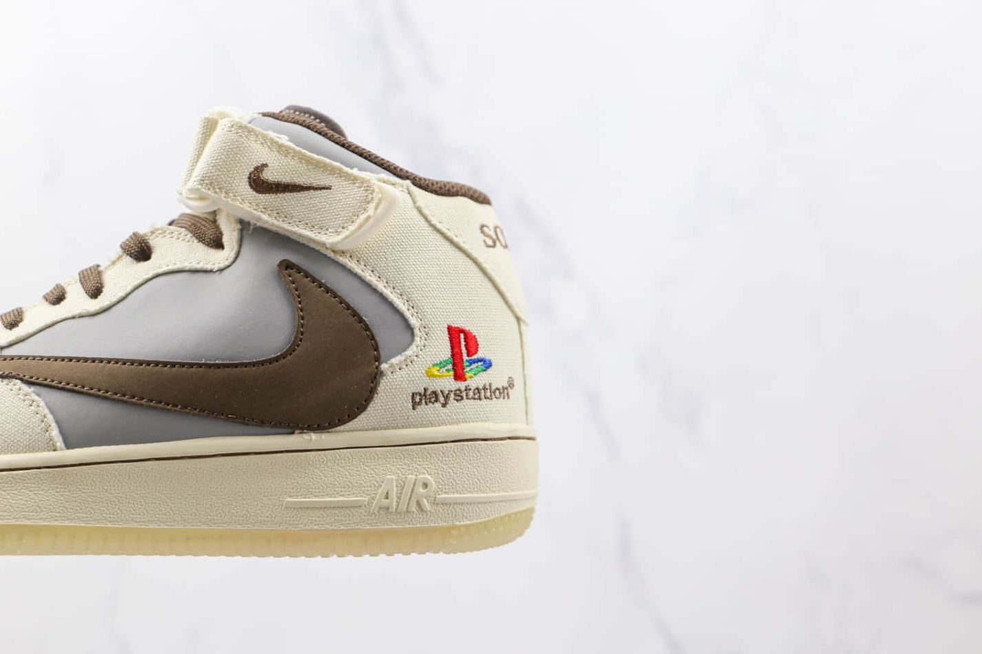 Travis Scott x Sony PS5 x Nike AF1 Mid Beige Grey Brown BQ5828-202 Travis Scott x Sony PS5 x Nike AF1 Mid Beige Grey Brown BQ5828-202
