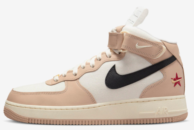 Nike Air Force 1 Mid 'Timeline' Shimmer/Black-Pale Ivory-Coconut Milk DX2938-200 - Premium Classic Sneakers