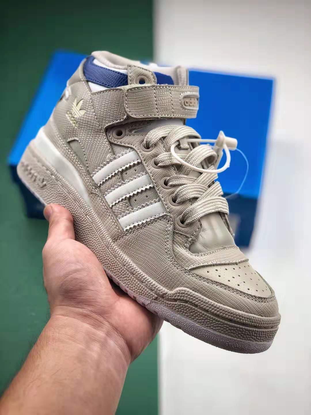 Adidas Forum Mid Grey Snake/Blue Shoes BY4376 - Trendy and Stylish Footwear