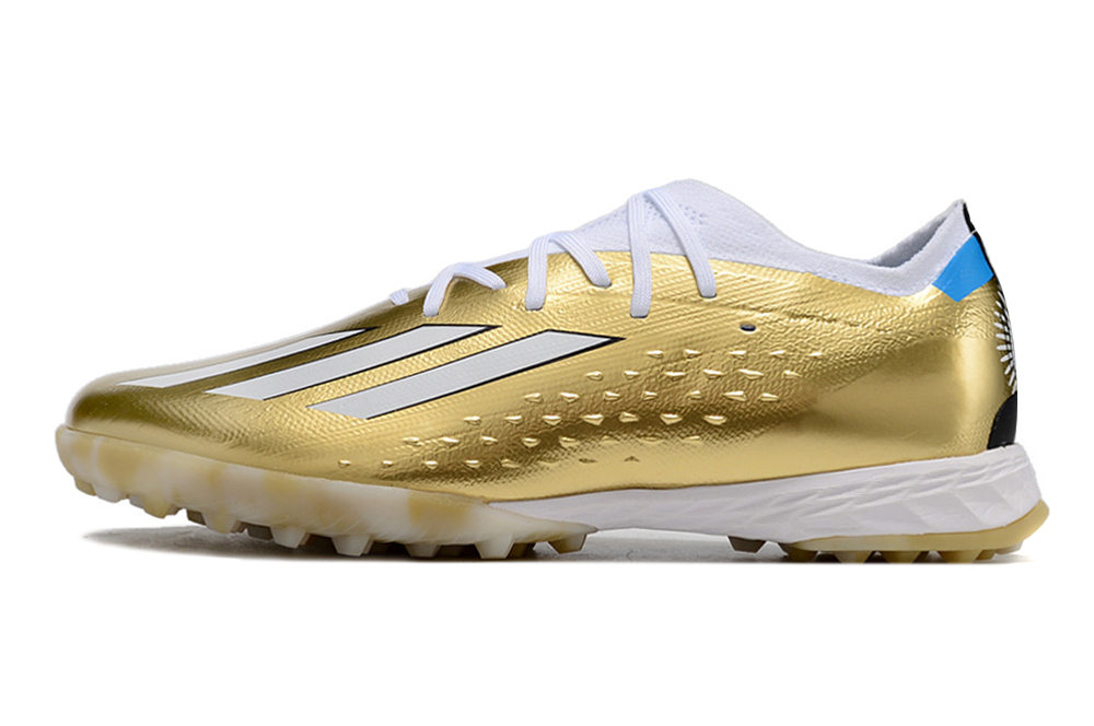 Adidas X Speedportal Messi.1 Turf Leyenda - Gold Metallic White Pulse Blue | Shop Now! Adidas X Speedportal Messi.1 Turf Leyenda - Gold Metallic White Pulse Blue | Shop Now!