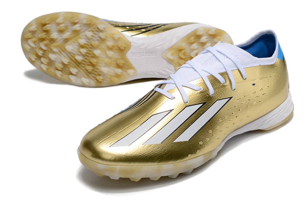 Adidas X Speedportal Messi.1 Turf Leyenda - Gold Metallic White Pulse Blue | Shop Now! Adidas X Speedportal Messi.1 Turf Leyenda - Gold Metallic White Pulse Blue | Shop Now!