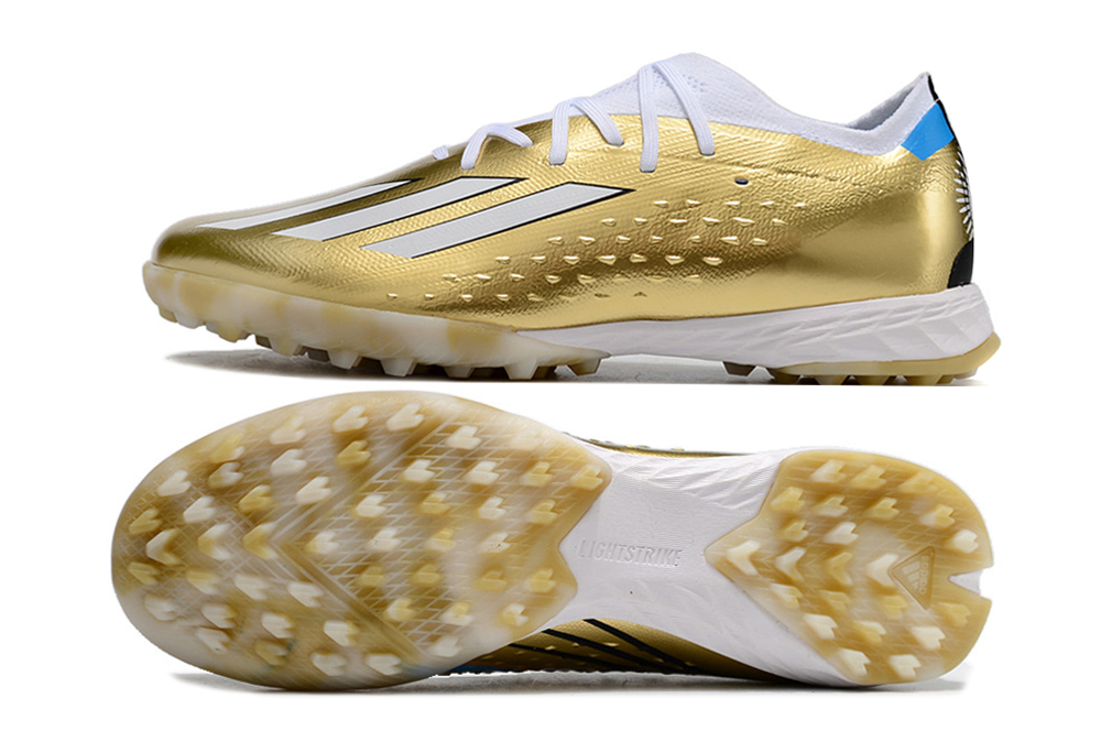 Adidas X Speedportal Messi.1 Turf Leyenda - Gold Metallic White Pulse Blue | Shop Now! Adidas X Speedportal Messi.1 Turf Leyenda - Gold Metallic White Pulse Blue | Shop Now!