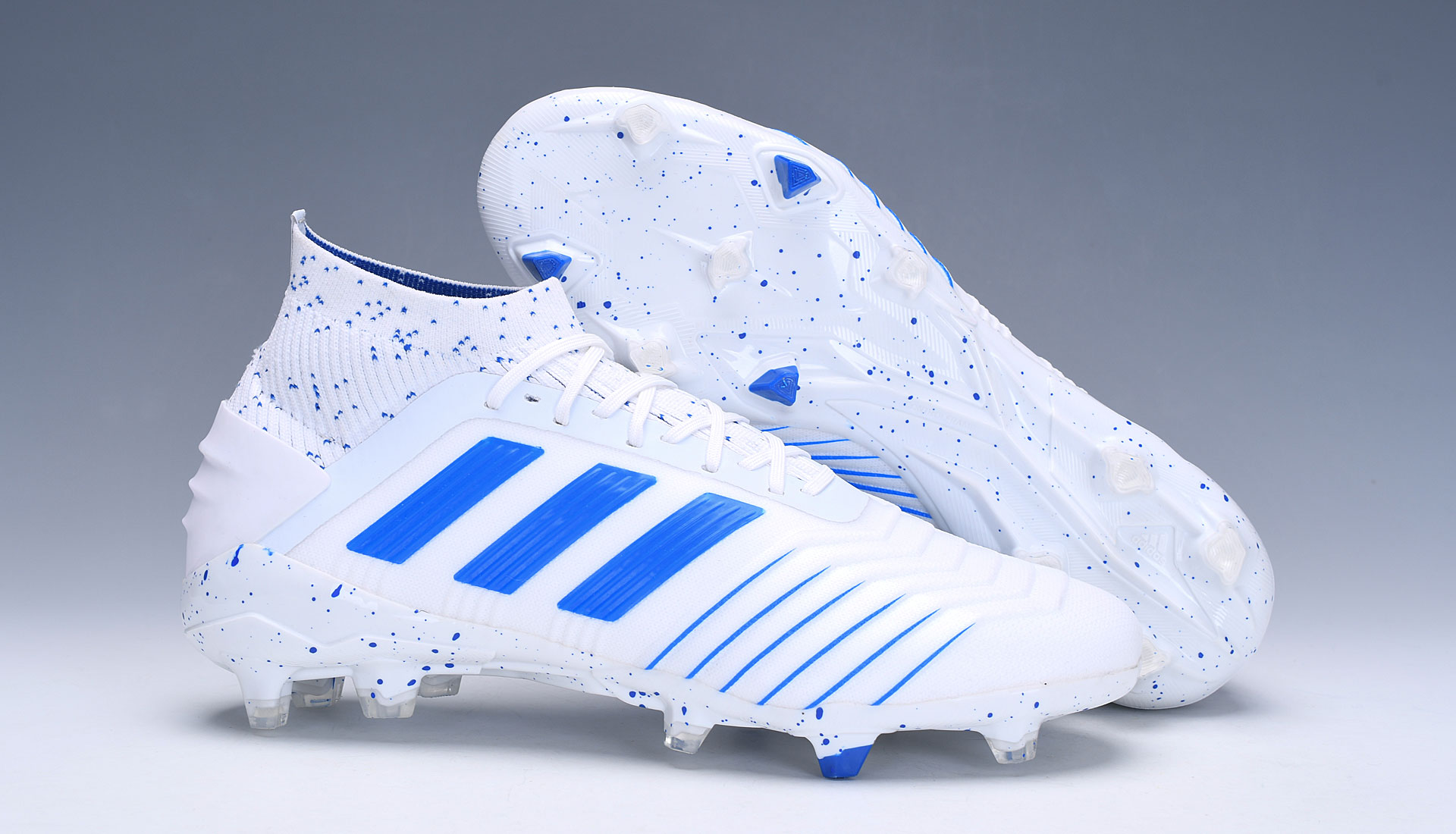 Adidas PREDATOR 19+ FG Firm Ground 'White Blue' Soccer Cleats BC0548 - Premium Quality Footwear for Enhanced Performance