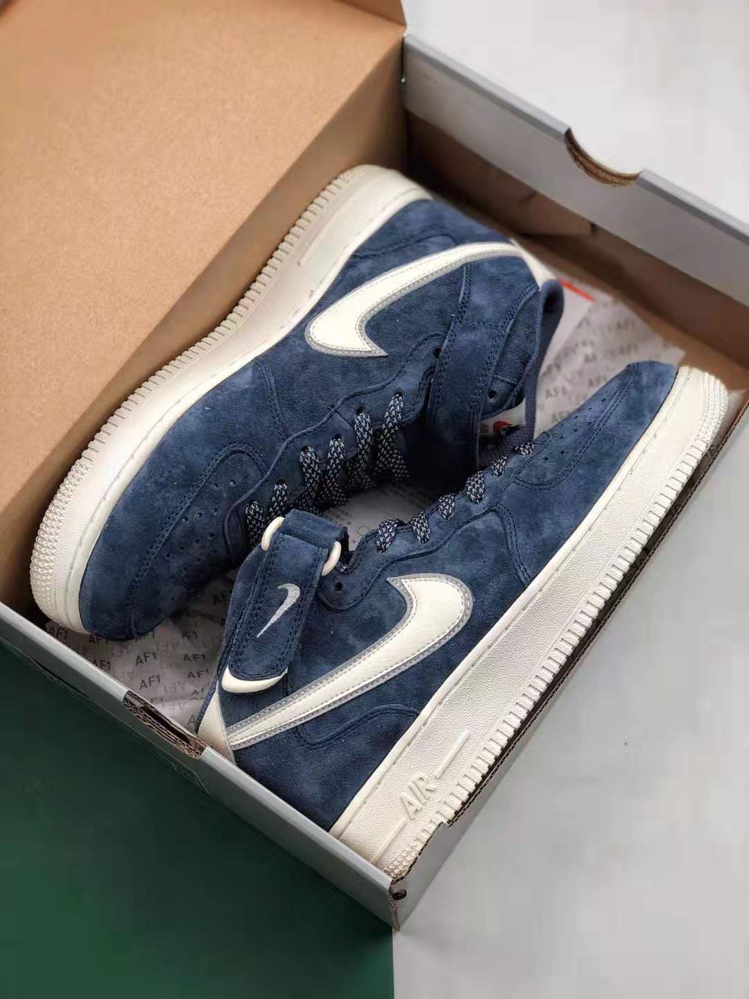 Nike Air Force 1 Mid Suede Navy Blue White AA1118-007 | Premium Sneakers Nike Air Force 1 Mid Suede Navy Blue White AA1118-007 | Premium Sneakers