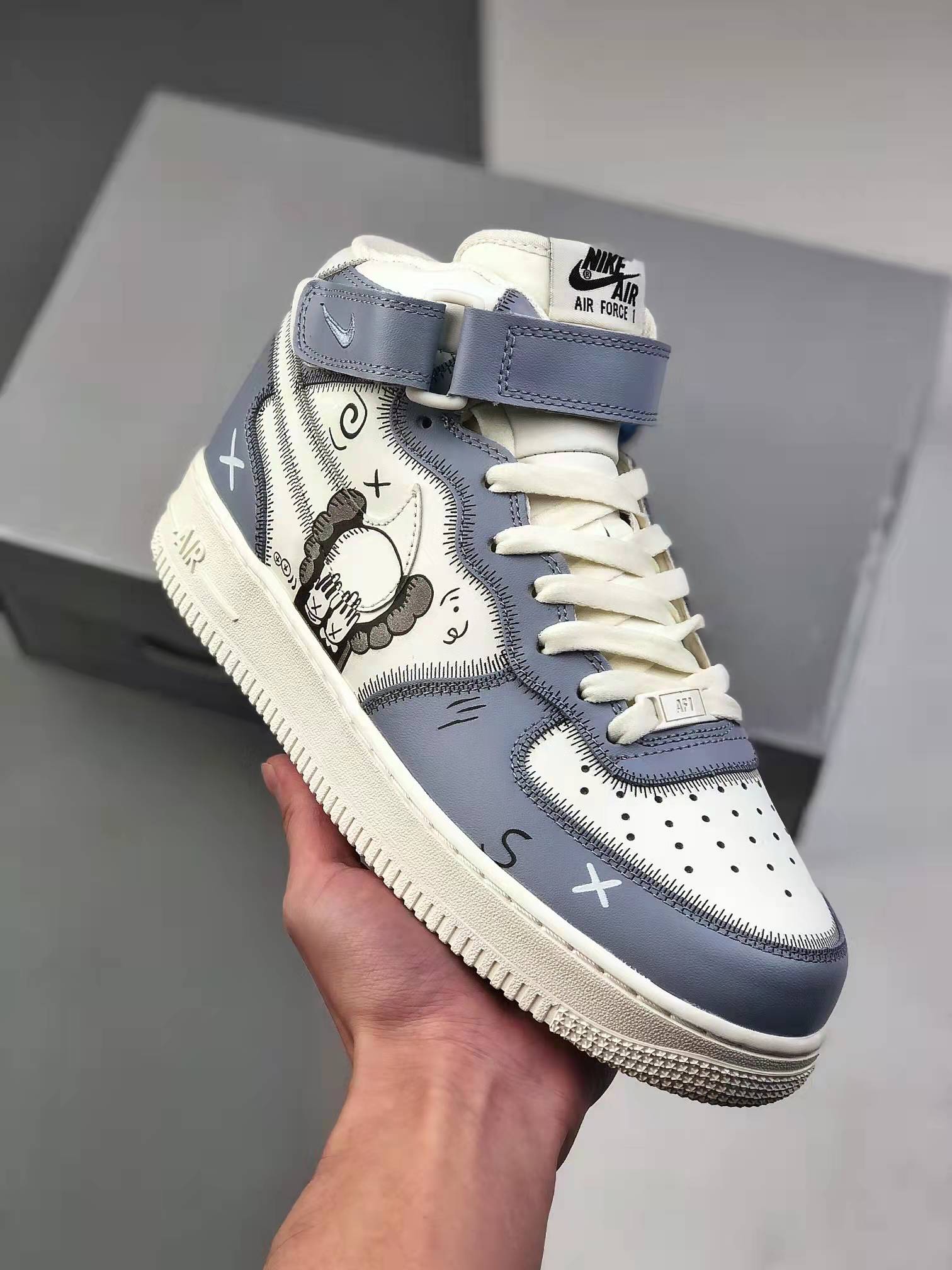 Nike x Kaws AF1 07 Mid - White/Blue/Black CW2308-211 - Limited Edition