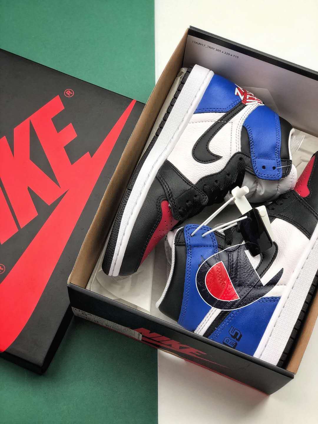 Air Jordan 1 Retro High OG Black Red Brilliant Blue DC7071-610: Classic Sneaker with Striking Color Combo