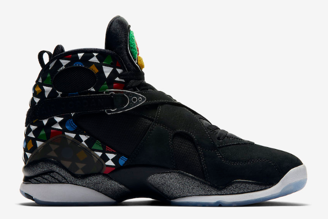 Air Jordan 8 'Quai 54' Black/White-Multi-Color CJ9218-001 - Unique and Stylish Sneaker for Men