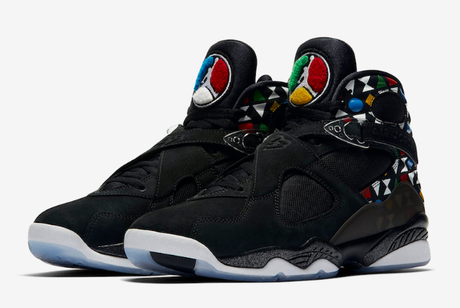 Air Jordan 8 'Quai 54' Black/White-Multi-Color CJ9218-001 - Unique and Stylish Sneaker for Men