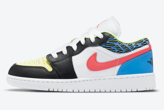 Air Jordan 1 Low GS Black/Light Fusion Red-White-Coast DH5927-006 - Stylish and Sporty Sneakers for Kids