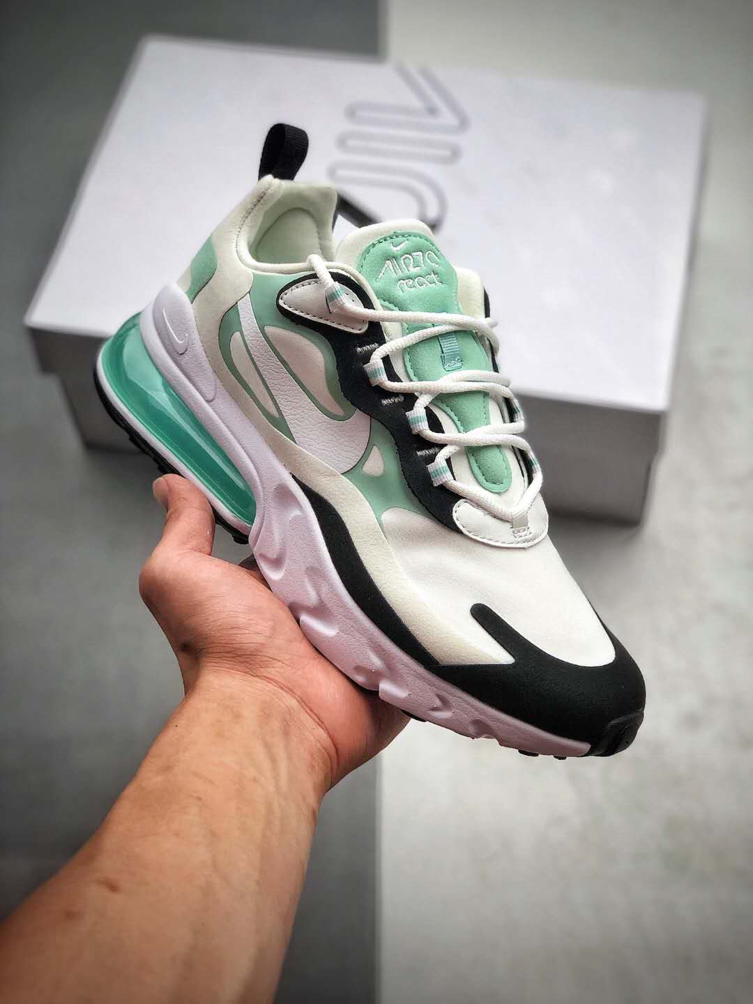 Nike Air Max 270 React White Ice Blue Green Black CJ0619-012 - Stylish and Versatile Footwear for Any Occasion