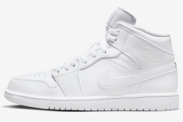 Air Jordan 1 Mid Triple White Sneakers - Classic All-White Style