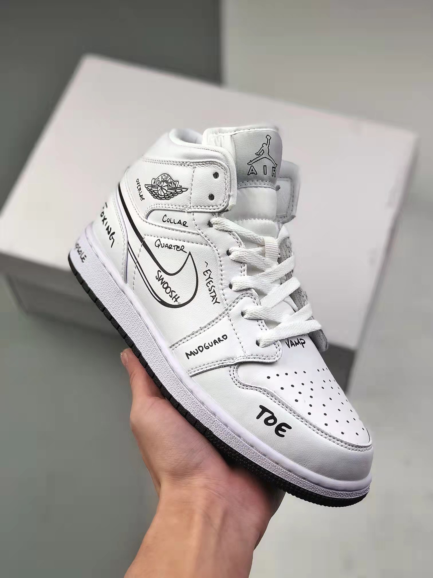 Air Jordan 1 Mid 'Schematic' DQ1864-100 - Exclusive Designer Sneakers