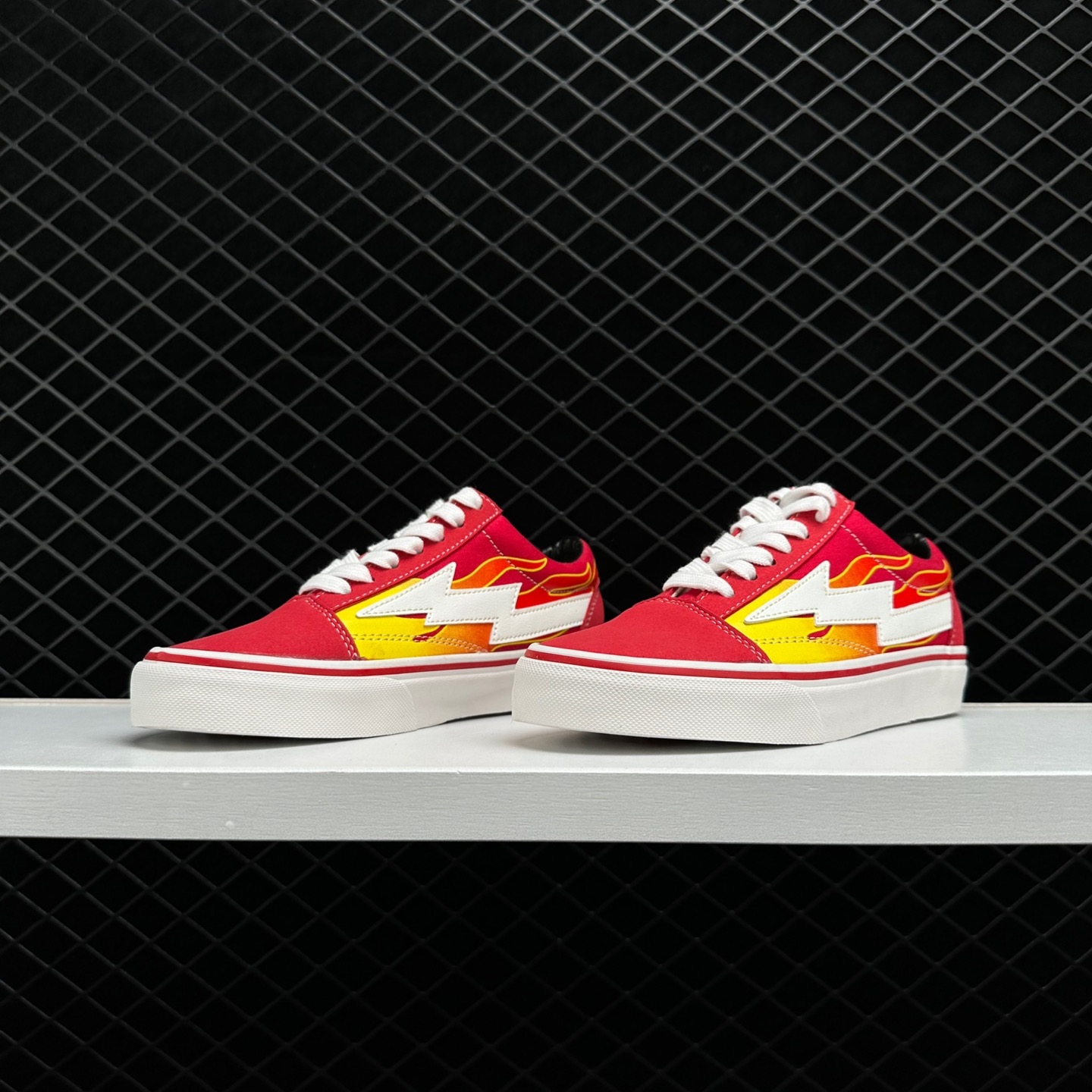 Shop the Red Flames Revenge x Storm Low Tops for a Bold Statement!
