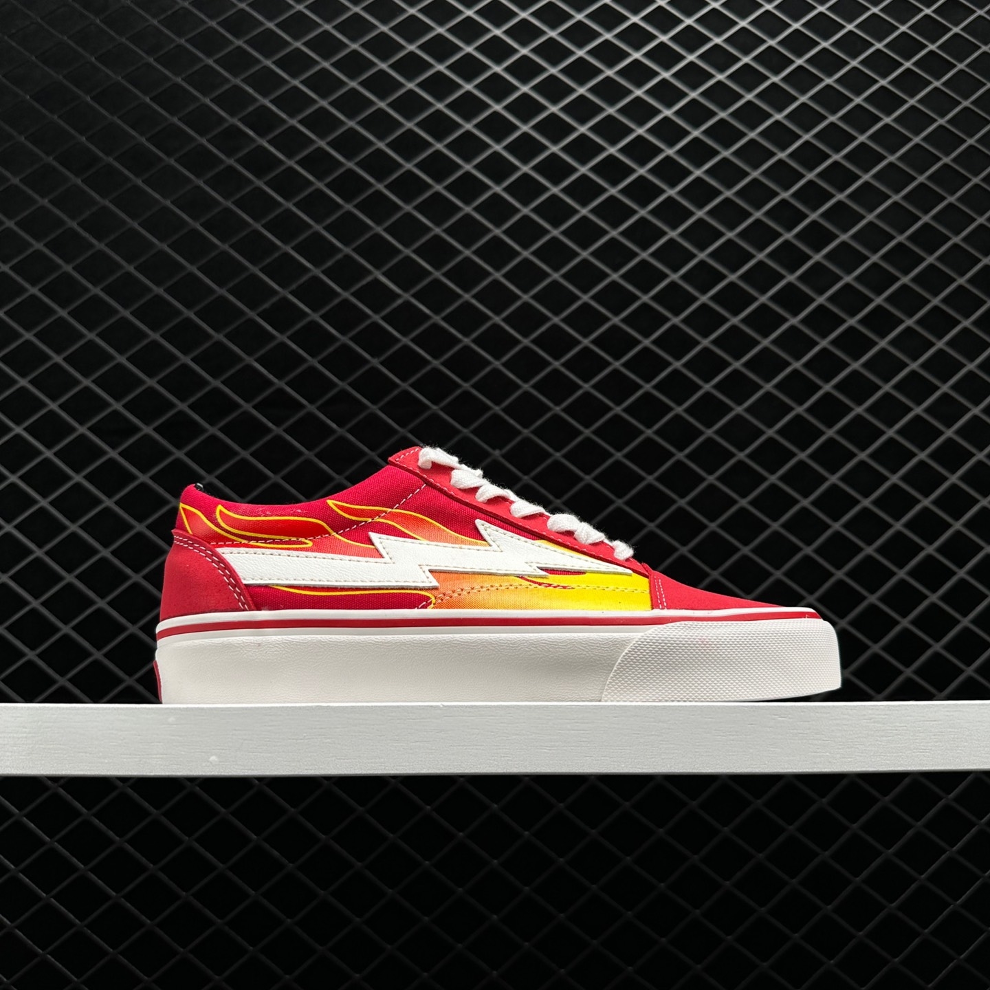Shop the Red Flames Revenge x Storm Low Tops for a Bold Statement!
