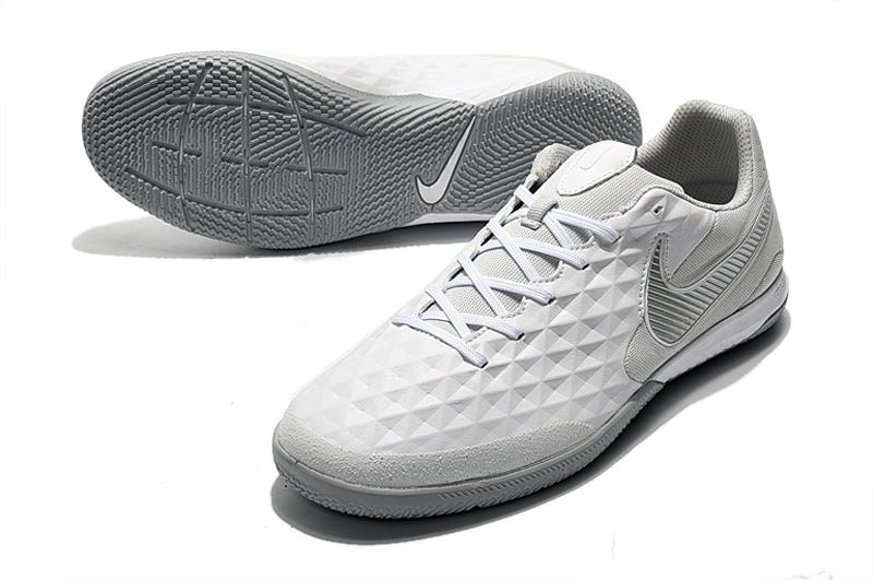 Nike Tiempo React Legend 8 Pro IC White Silver AT6134-100 - Premium Indoor Soccer Shoes