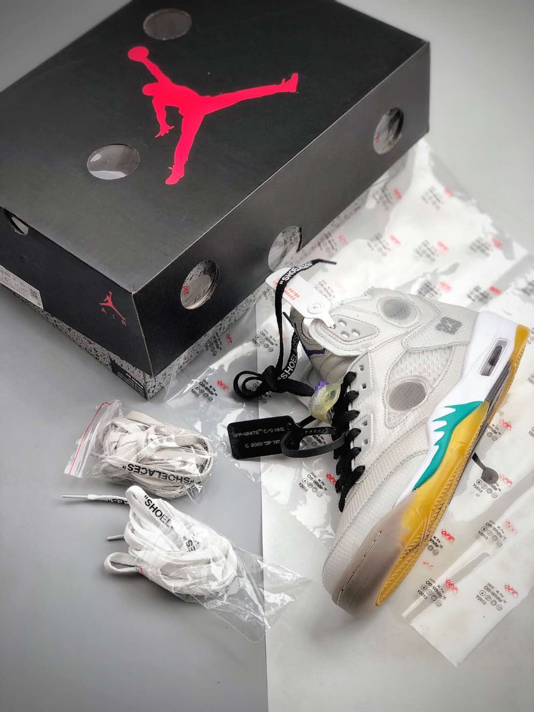 OFF WHITE x Air Jordan 5 Grey Green White CT8480 105 - Limited Edition Collaboration