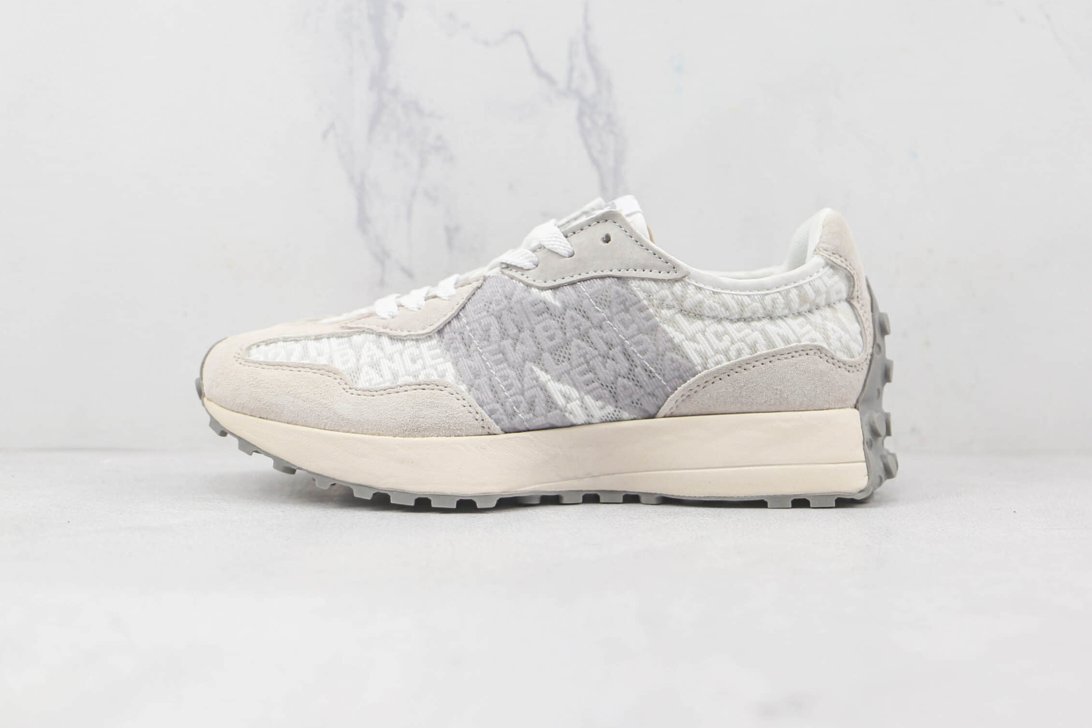 Noritake x New Balance 327: White Grey Sneaker for Stylish Comfort