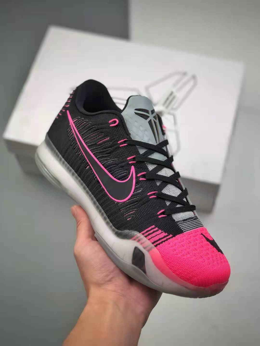 Nike Kobe X Elite Low Mambacurial Black Wolf Grey Flash Pink 747212 010