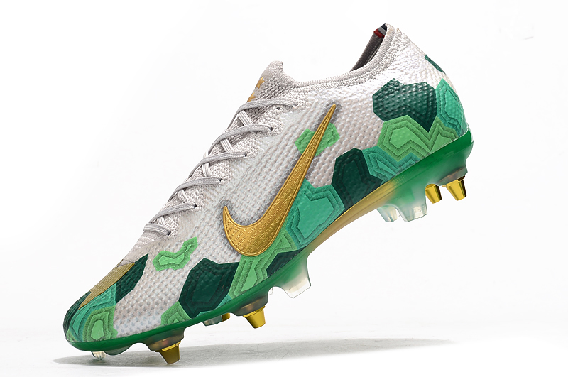 Nike Mercurial Vapor 13 Elite SG-Pro Anti-Clog x Mbappe Vast Grey Gold Electro Green - Performance Excellence and Style | Free Shipping