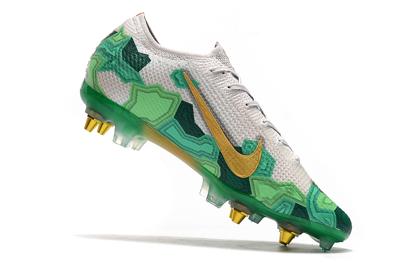 Nike Mercurial Vapor 13 Elite SG-Pro Anti-Clog x Mbappe Vast Grey Gold Electro Green - Performance Excellence and Style | Free Shipping