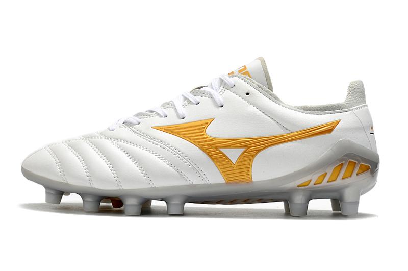 Mizuno Morelia Neo 3 FG White Gold Smoke Grey | Premium Soccer Cleats